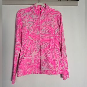 Lilly Pulitzer Pink and White Luxletic Zip Up Jacket Top Size XS